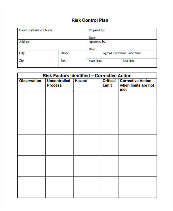 Control Plan Template