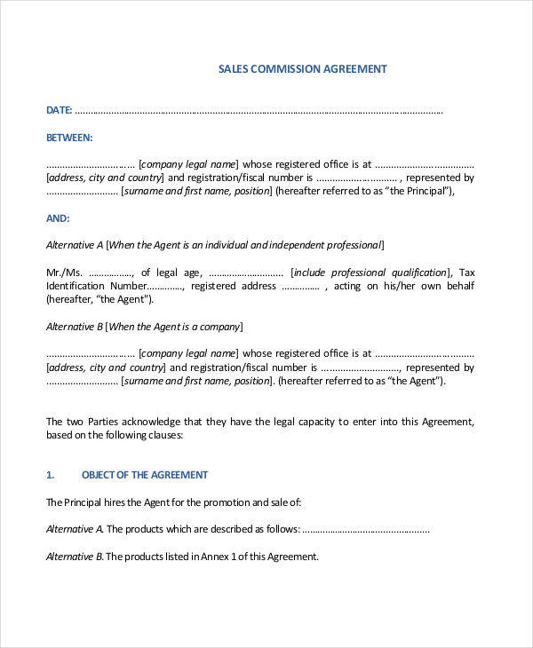 sales commission contract agreement