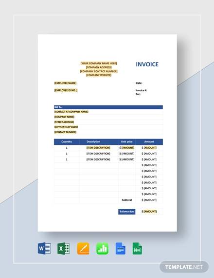 sales invoice excel template