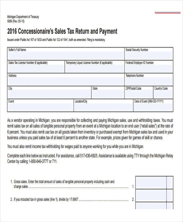 sales tax payment receipt