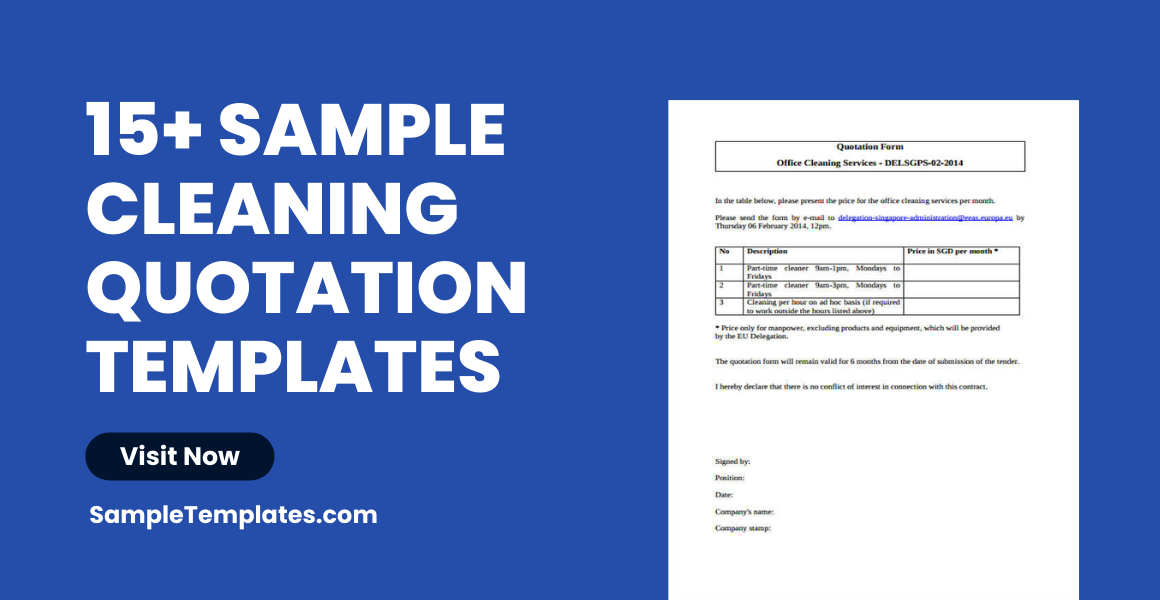 sample cleaning quotation template