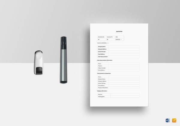 sample company quotation template