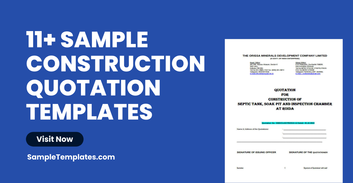 Sample Construction Quotation Template
