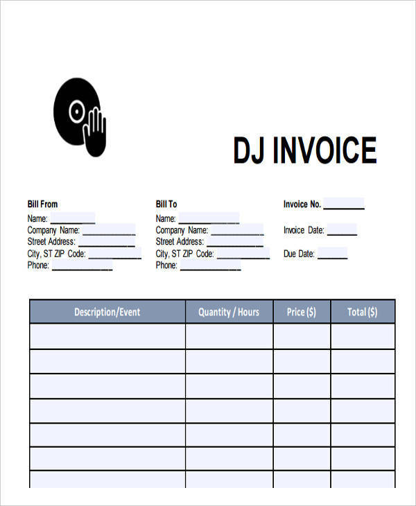 dj contract form Blank Apple 45 Docs, AI,   PSD,  Google Invoice Pages Samples