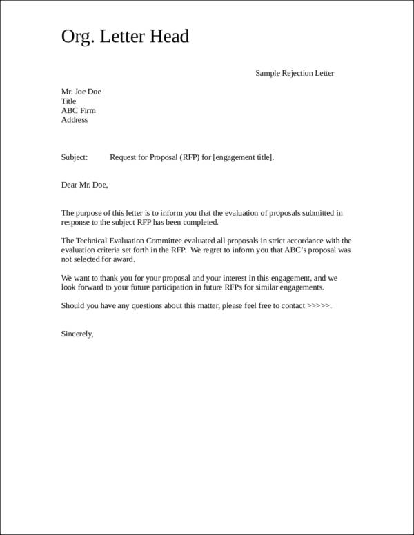 sample rejection letter1