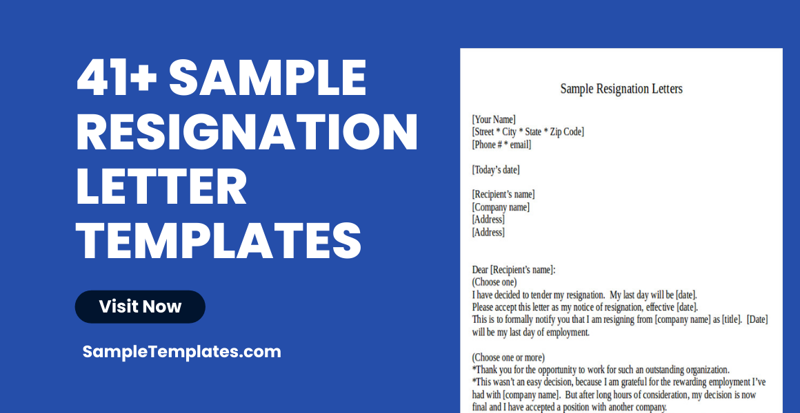 sample resignation letter templates