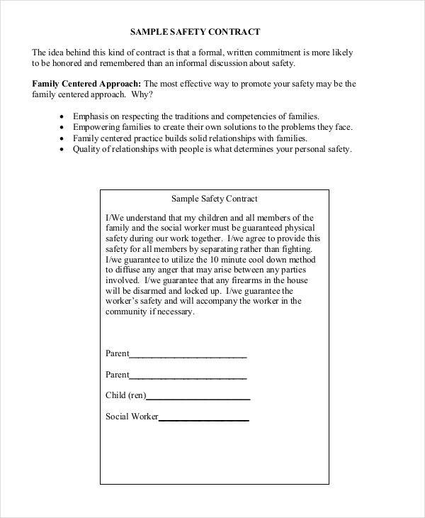 FREE 9  Safety Contract Samples Templates in PDF MS Word