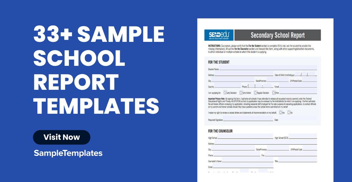 sample school report templates