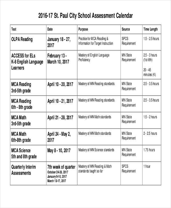 Assessment Schedule Images