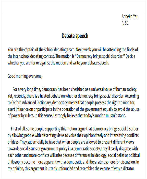 political speech writing examples