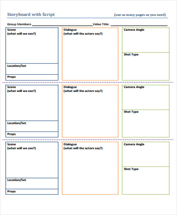 Sample Storyboard Template The Document Template