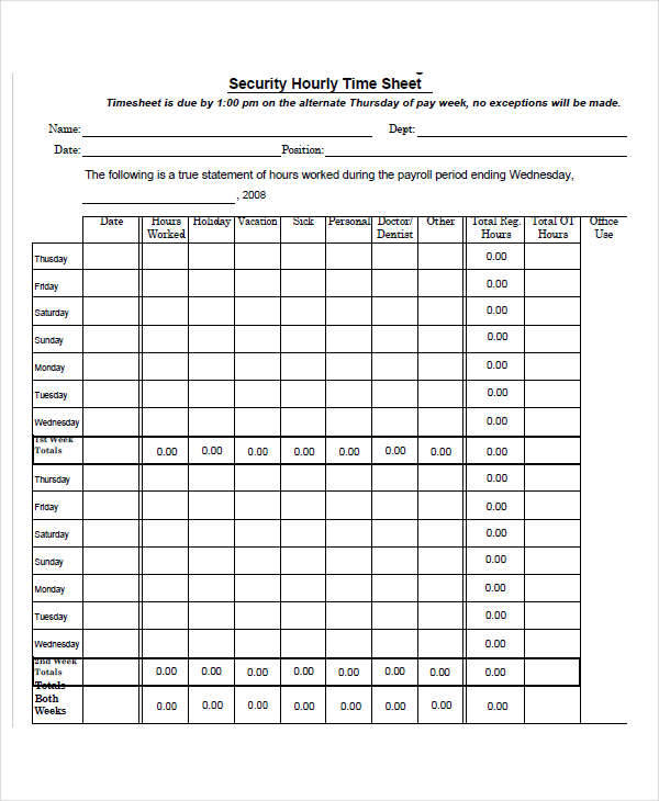 FREE 45 Timesheet Templates In MS Words Apple Pages