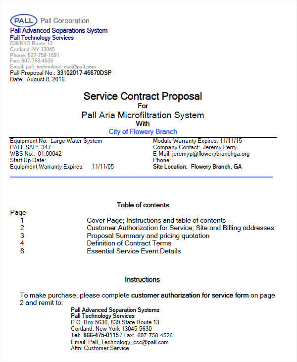 service contract proposal