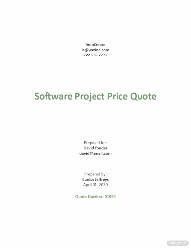 software project price quotation template