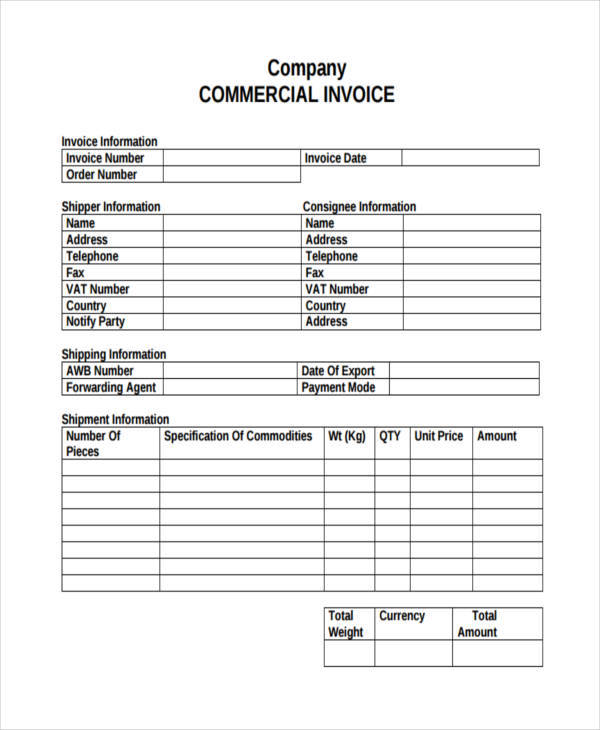 standard company invoice