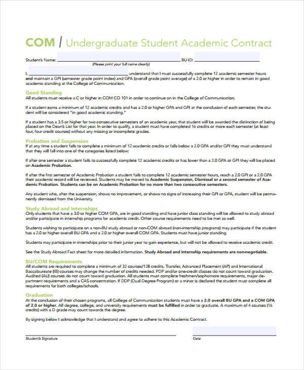student academic contract