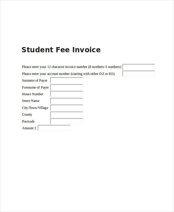student fee invoice