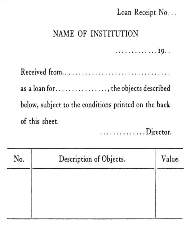 FREE 7 Loan Receipt Templates In PDF MS Word