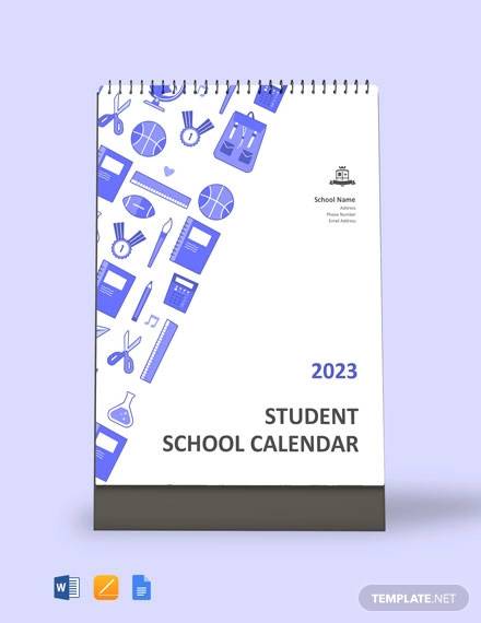 student school desk calendar template