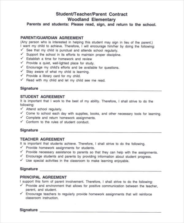 student teacher contract