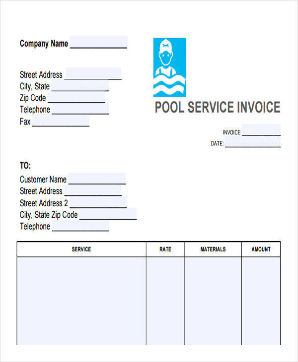 swimming pool cleaning service receipt