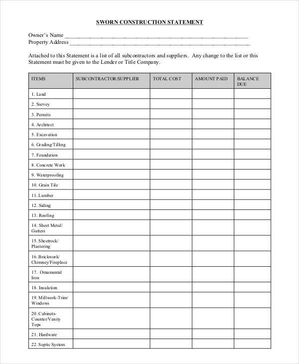 FREE 20+ Sworn Statement Samples in PDF | MS Word