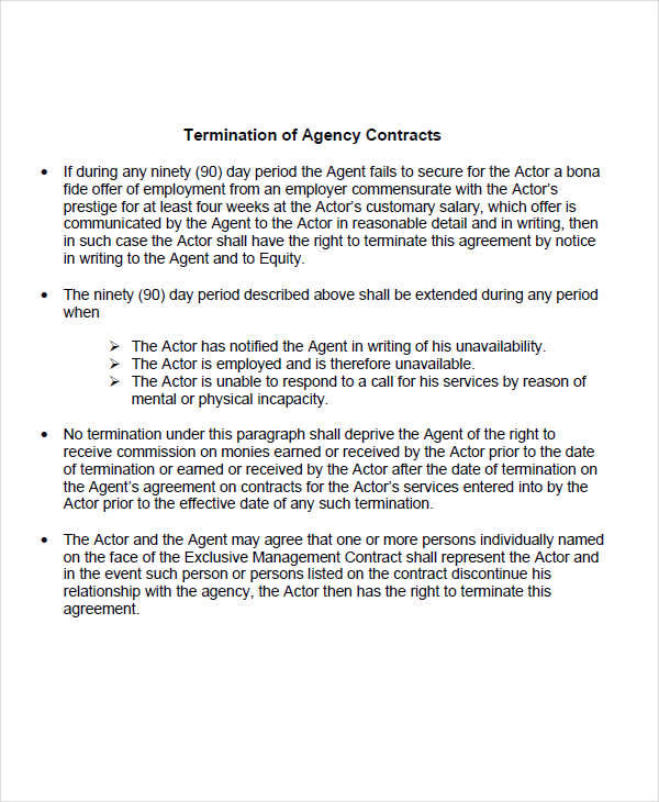 termination agency contract