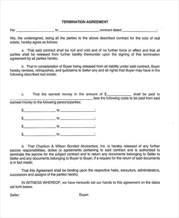 termination agreement contract