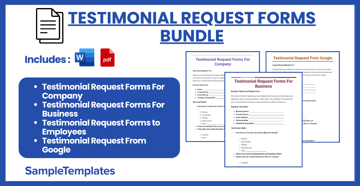 testimonial request forms bundle