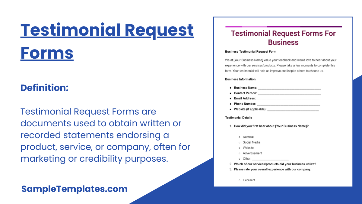 Testimonial Request Forms