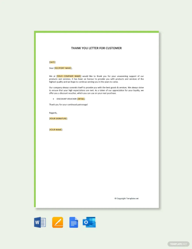 thank you letter for customer appreciation template