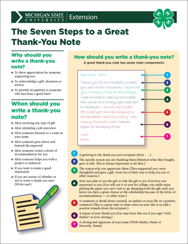 the seven steps to a great thank you note