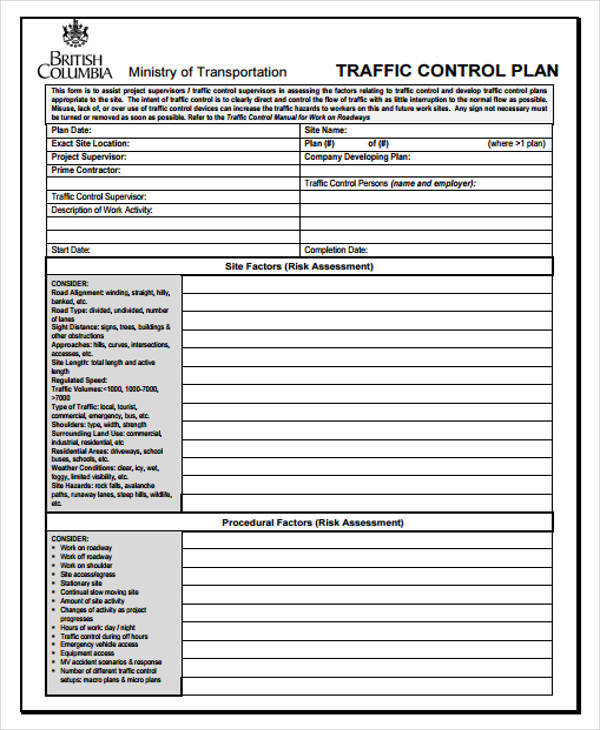 Traffic Control Plan Template