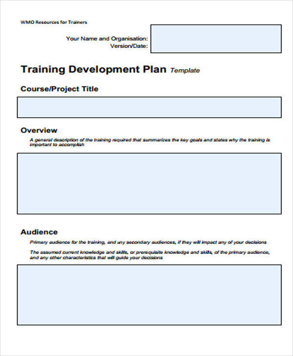 Training And Development Plan Template TUTORE ORG Master Of Documents