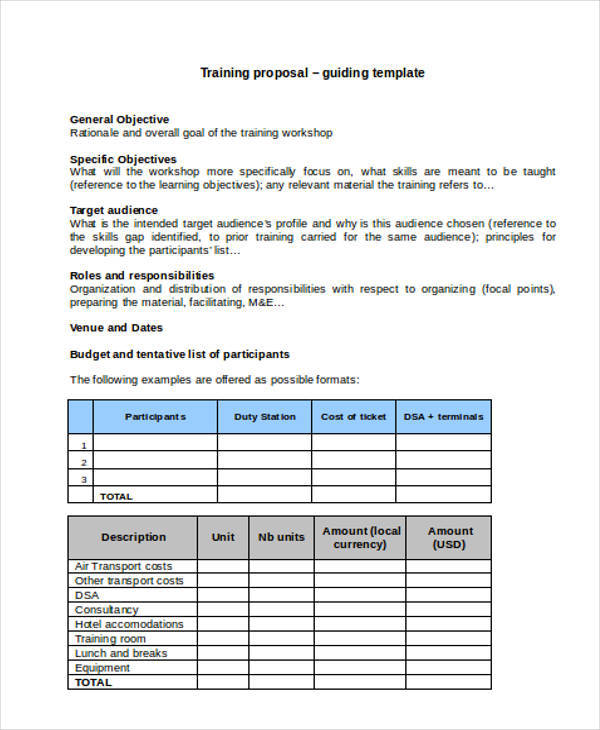 FREE 25 Training Proposal Templates In PDF MS Word Pages Google Docs