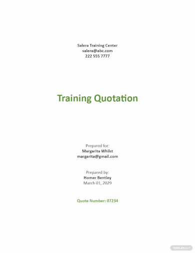 training quotation format 