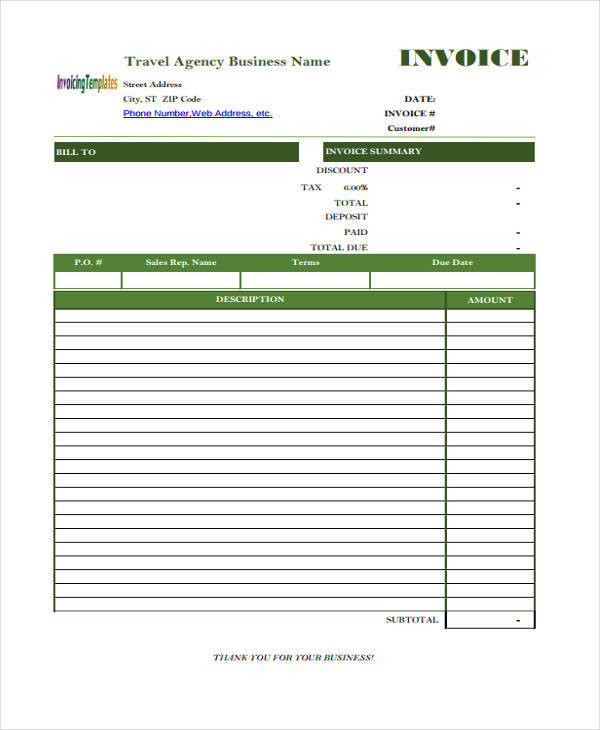 Travel Bill Format Editable Invoice Template Ideas - Bank2home.com