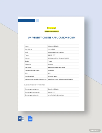 FREE 63+ Sample Application Form Templates in MS Word | Google Docs ...