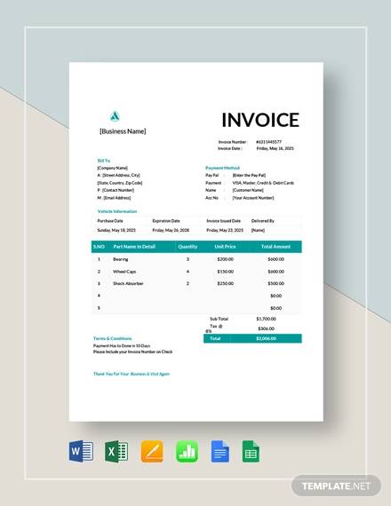 vehicle invoice template