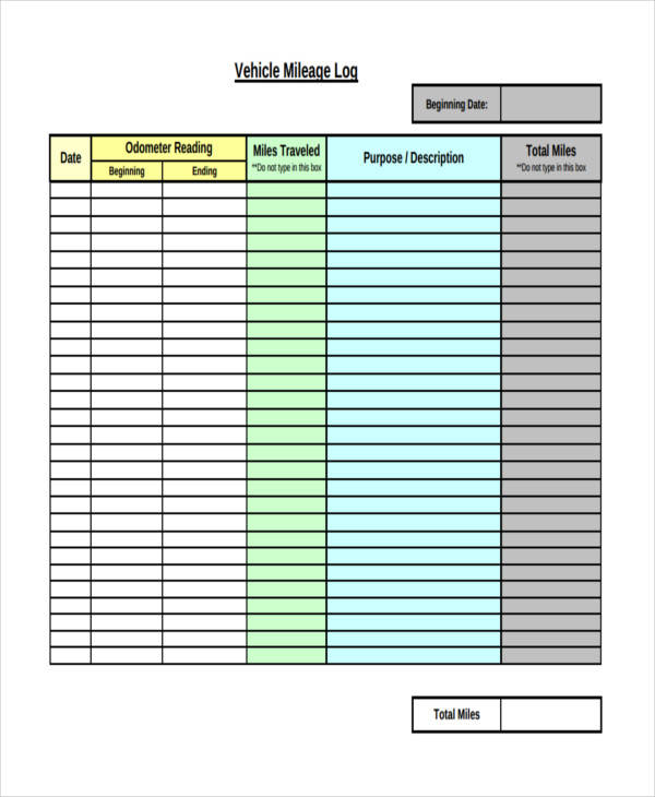 Vehicle Mileage Log Template Free ~ Excel Templates