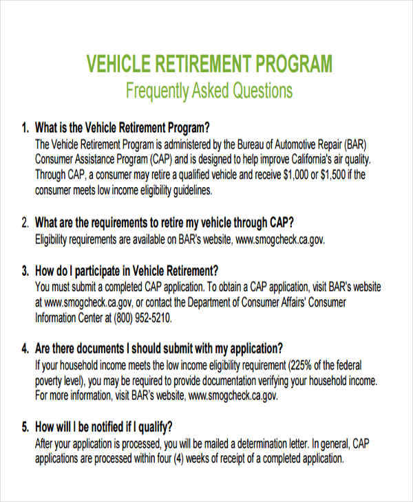 vehicle retirement