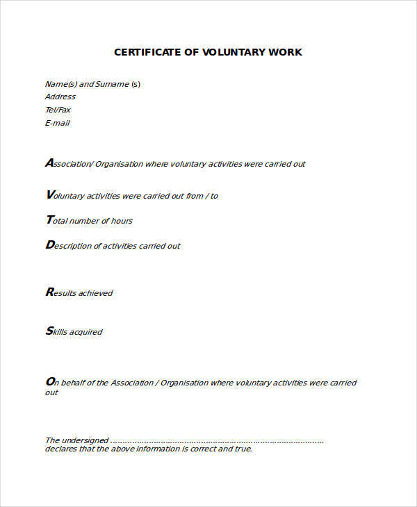 volunteer work certificate1