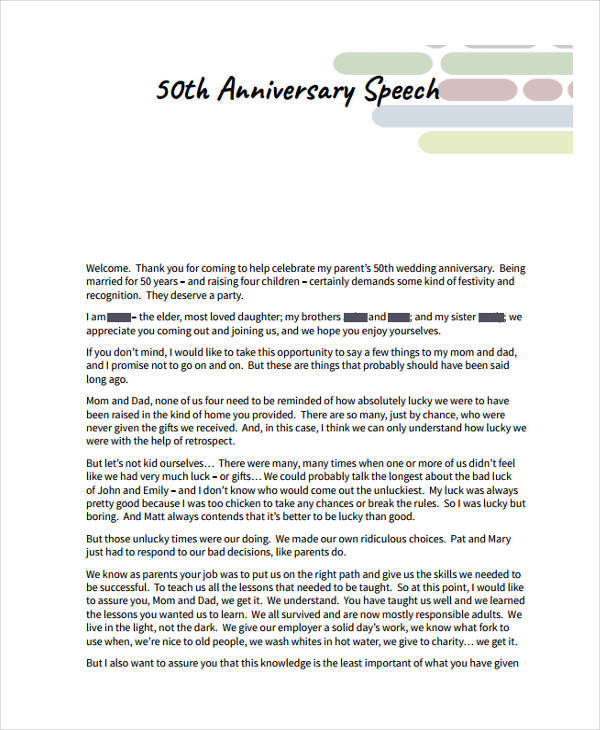 speech anniversary event