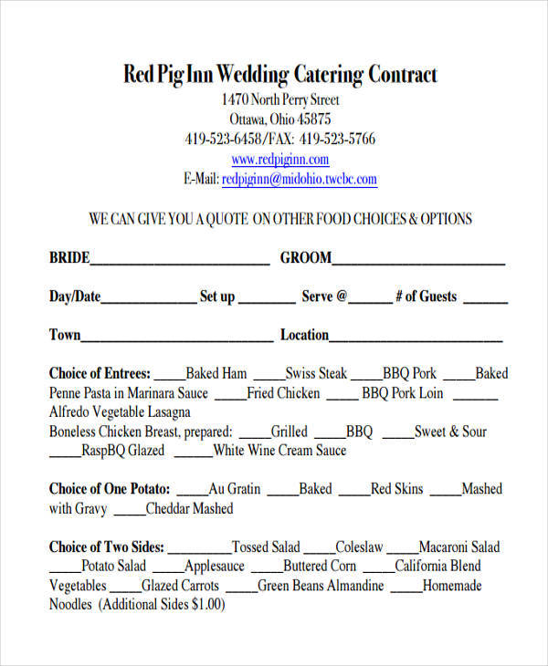 wedding catering contract1