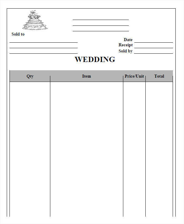 wedding photography receipt template