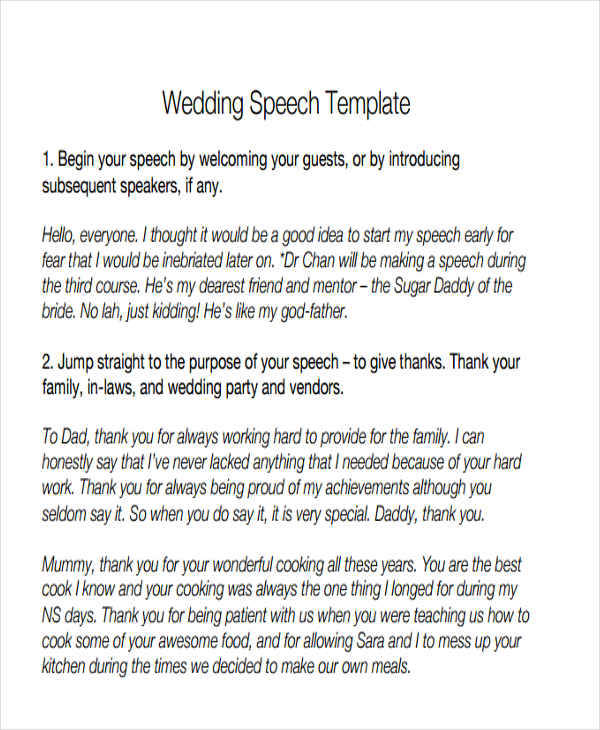 sample thank you speech from bride and groom