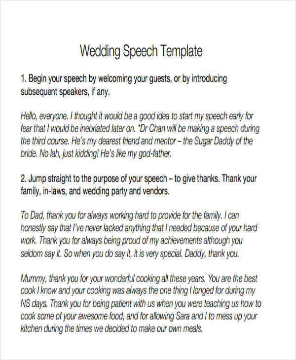 writing a wedding speech bride