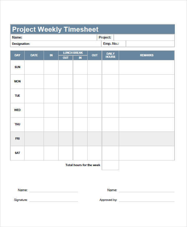 FREE 45+ Timesheet Templates in MS Words | Apple Pages