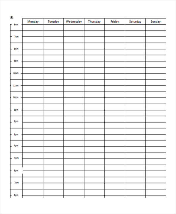 Printable Weekly Time Chart