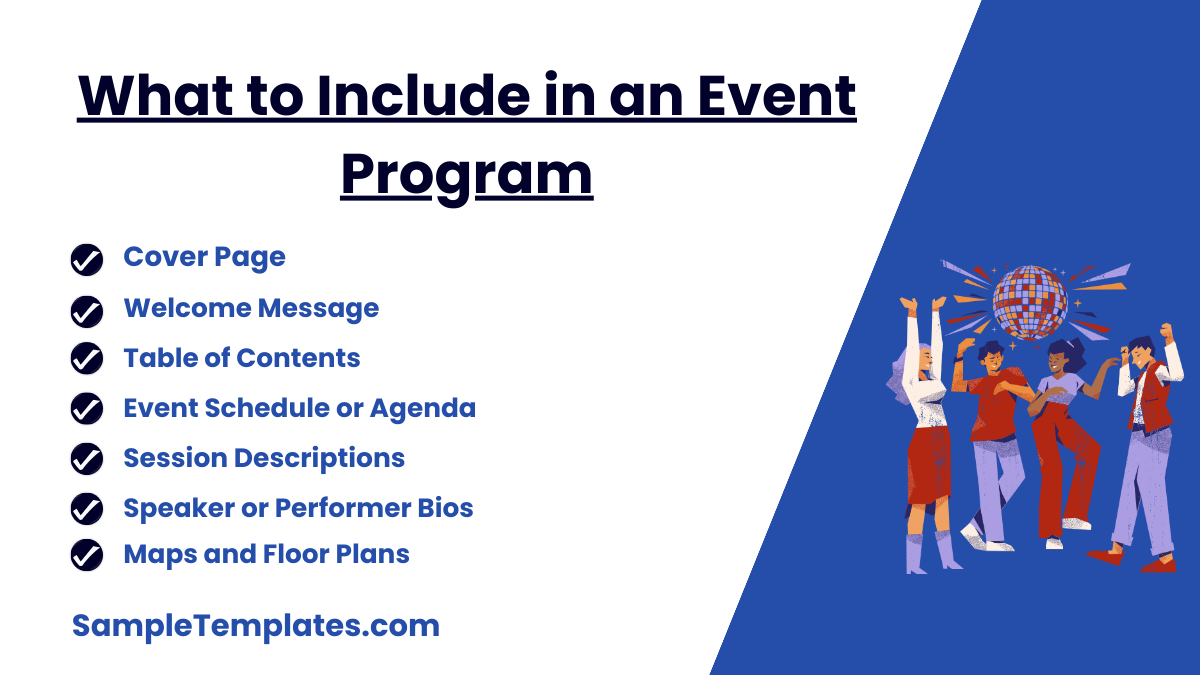 what to include in an event program